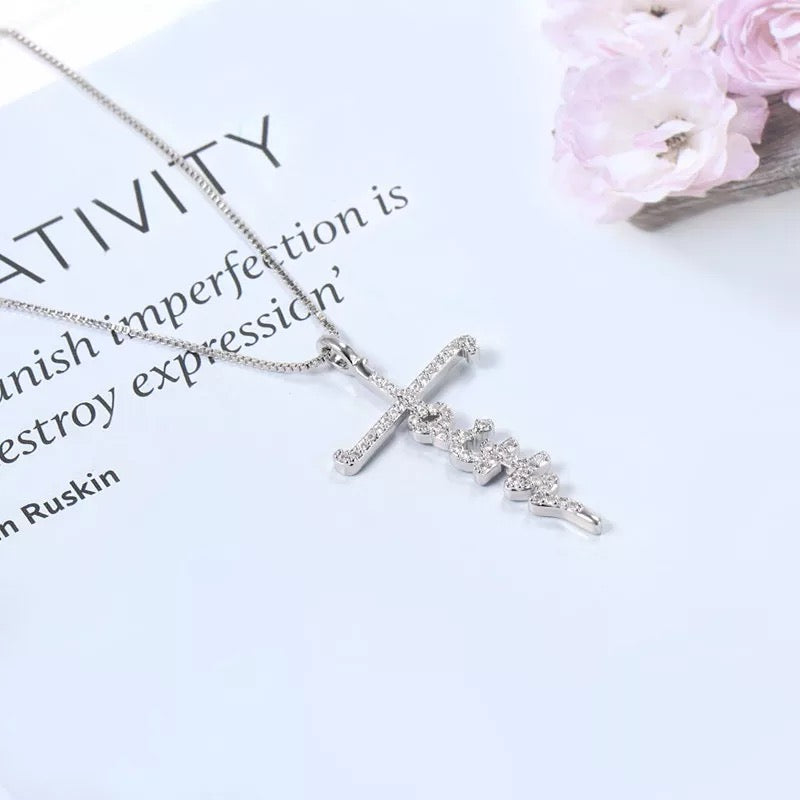 18k Gold Plated Bling Faith Necklace