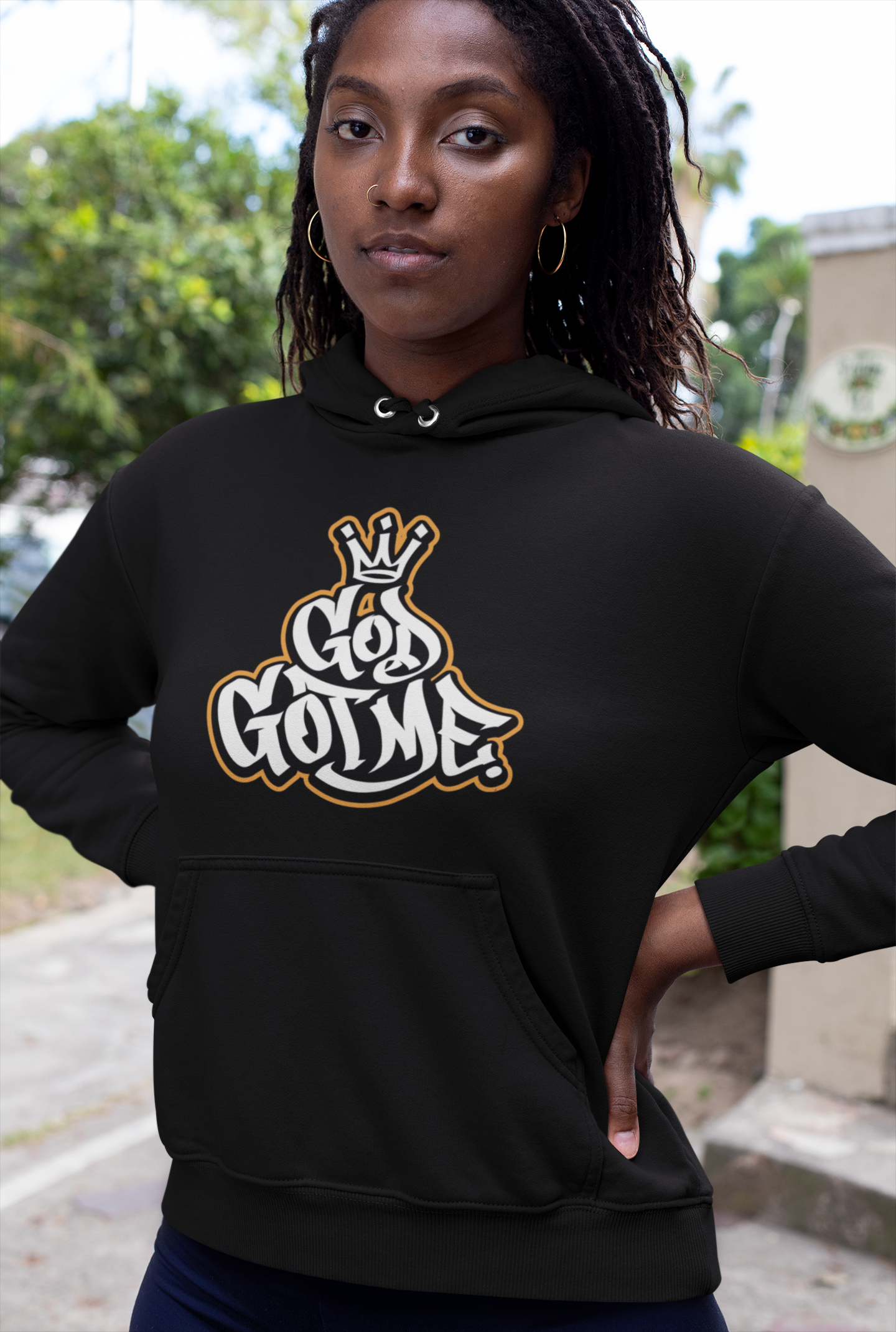 God Got Me Period Hoodie - Black
