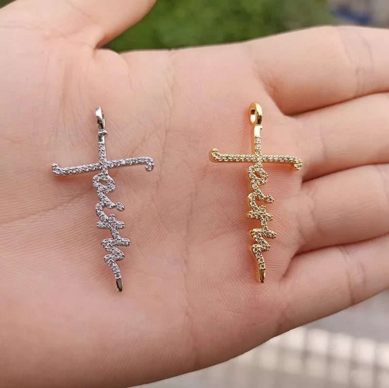 18k Gold Plated Bling Faith Necklace