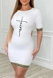 Gold Trim FAITH Dress - White