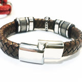 Men’s Leather Cross Bracelet - Free Leather Gift Box